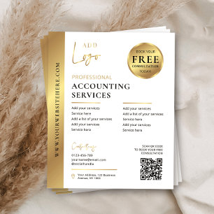 White & Guld Corporate Business QR Code Marknadsfö Flygblad