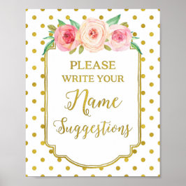 White Guld Dots Namn förslagsskylt Poster