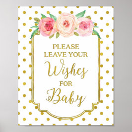 White Guld Dots Önskemål för Baby Sign Poster