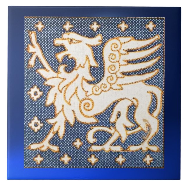 WHITE GULD FANTASY GRIFFIN BLUE KAKELPLATTA (Framsidan)