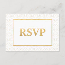 White & Guld Fleur De Lis Bröllop OSA Card