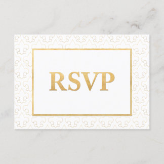 White & Guld Fleur De Lis Bröllop OSA Card