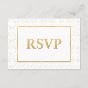 White & Guld Fleur De Lis Bröllop OSA Card Kort