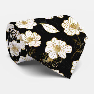 White Guld Flowers Black Slips