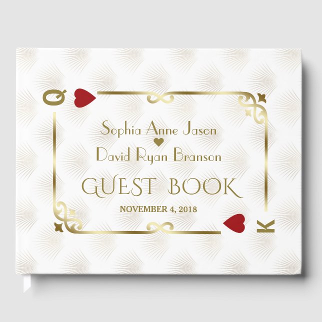 White Guld Gatsby Casino Las Vegas Poker Bröllop Gästböcker (Framsida)