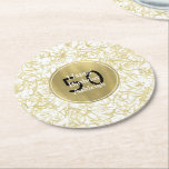 White Guld Glam Confetti 50:e födelsedagen Underlägg Papper Rund<br><div class="desc">White Guld Glam Confetti 50:e födelsedagen eller valfritt år</div>