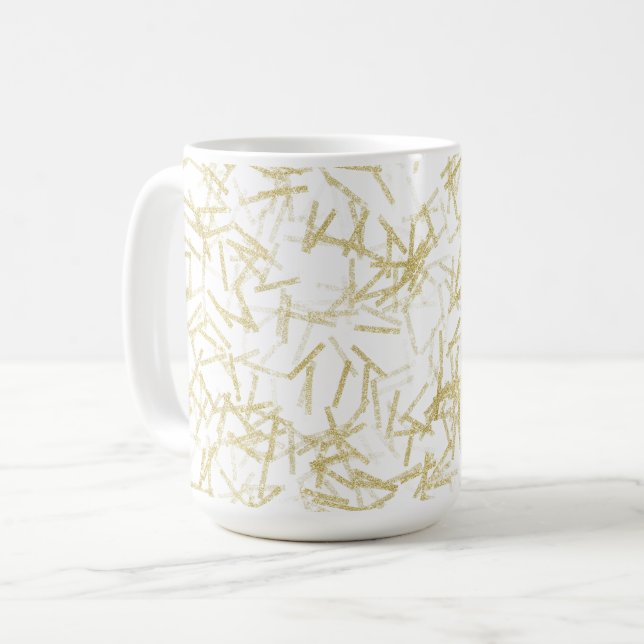 White Guld Glam Glitzy Gnistra Kaffemugg (Framsida vänster)