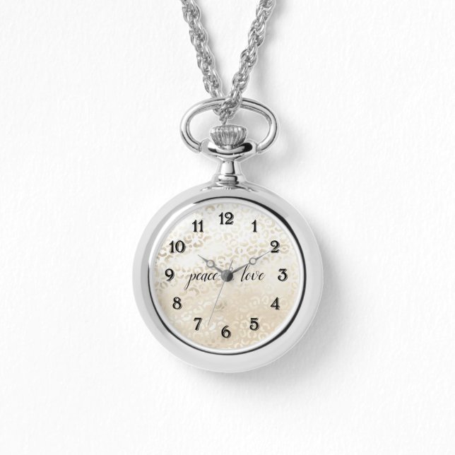 White Guld Glam Leopard Print personlig Armbandsur (Framsida)