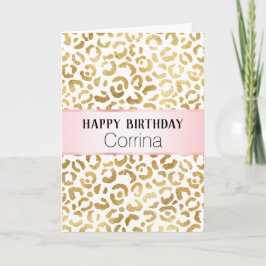 White Guld Glam Leopard Skriv ut Kort