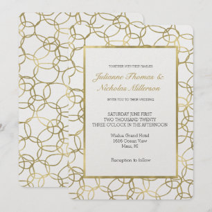 White Guld Glam Snyggt Circles Bröllop Inbjudningar