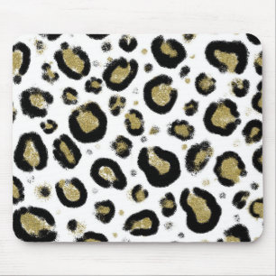 White Guld Glitter & Black Leopard Cheetah Skriv u Musmatta