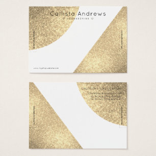 White Guld Glitter Geo Heart Bracelet Visning Visitkort