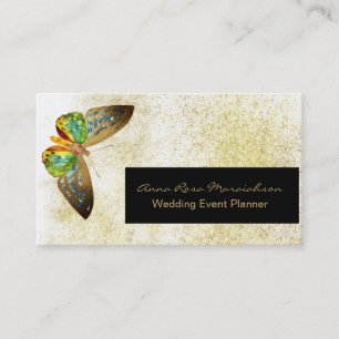** White Guld Glitter Gilded Butterfly Chic Girly Visitkort
