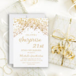 White Guld Glitter Surprise 21:a födelsedagen Inbjudningar<br><div class="desc">21:a överraskningen födelsedagsfest inbjudan för kvinnor med glittrande guld-sträng ljus och mousserande bokeh mot vit bakgrund. Eftersom text är anpassade är inbjudan designad för ett dam som firar någon födelsedag. (18:e, 21:e, 30:e, 40:e, 50:e, 60:e, 70:e, 80:e, 90:e, 100:e... (eller någon ålder). Texten, typsnitt och ordalydelsen är helt och hållet...</div>