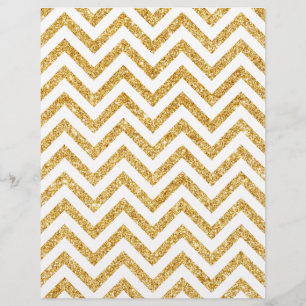 White Guld Glitter Zigzag Rand Chevron Mönster Reklamblad