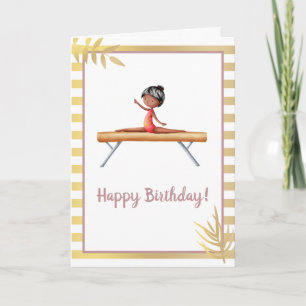 White Guld Gymnastics Beam Birthday Kort