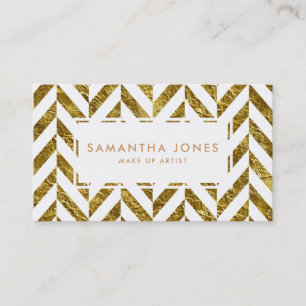 White Guld Herringbone Mönster Makeup Artist Visitkort