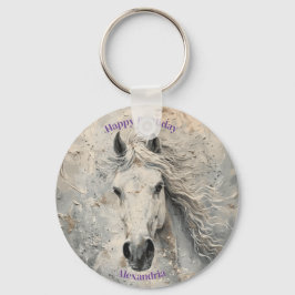 White Guld Horse Lover Birthday Personlig Nyckelring