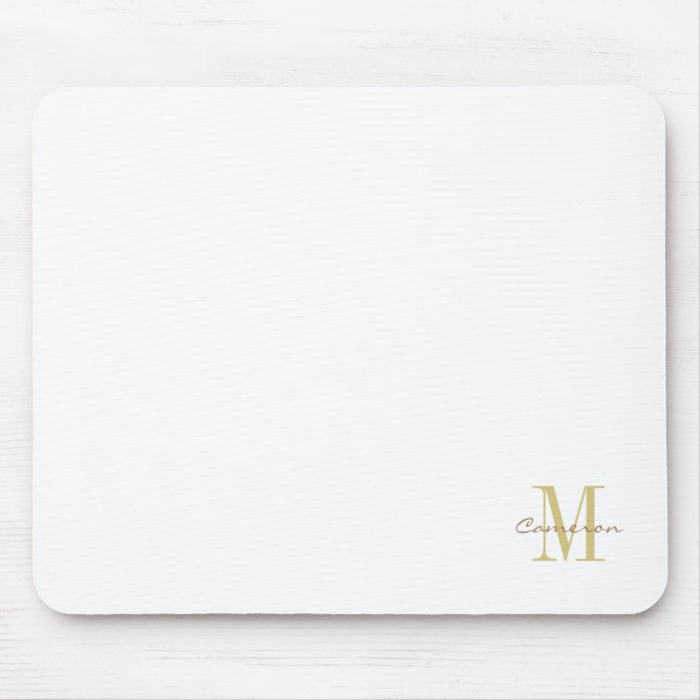 White Guld Initial och Namn Personlig Musmatta (Framsidan)