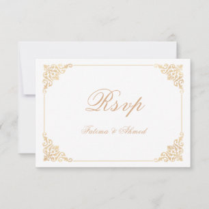 White Guld Islamic Muslim Bröllop OSA Card Kort