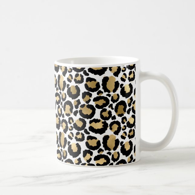 White & Guld Leopard Kaffemugg (Höger)