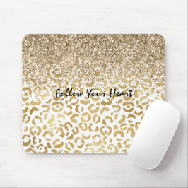 White Guld Leopard Print Glitter gnistra Musmatta