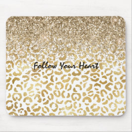 White Guld Leopard Print Glitter gnistra Musmatta