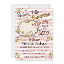White Guld Little Pumpkin Baby Shower-inbjudningar