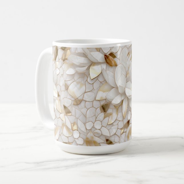 White Guld Lotus Flowers Kaffemugg (Framsida vänster)