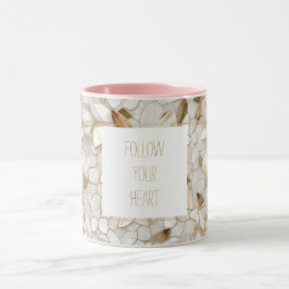 White Guld Lotus Flowers Mugg
