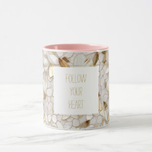 White Guld Lotus Flowers Mugg