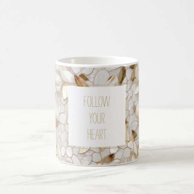 White Guld Lotus Flowers Mugg (Center)