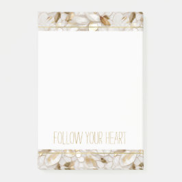 White Guld Lotus Flowers Post-it Block