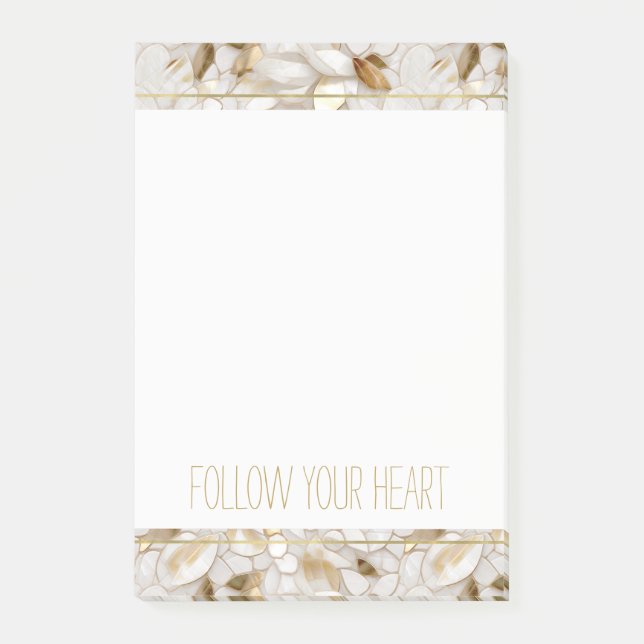 White Guld Lotus Flowers Post-it Block (Framsida)