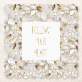 White Guld Lotus Flowers Underlägg Papper