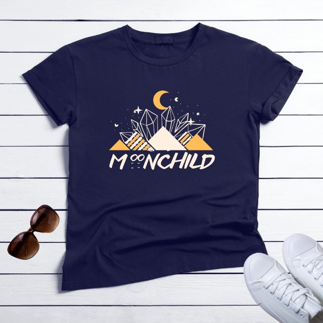 White Guld Måne Child Pyramids Crystal T-Shirt (Skapare uppladdad)