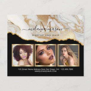White Guld Marble Agate Makeup Artist Photo Flygblad