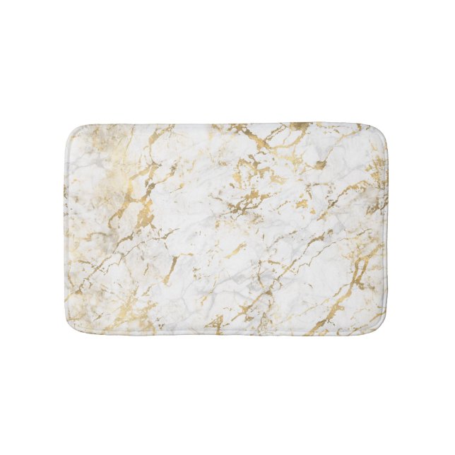 White & Guld Marble Badrumsmatta (Framsidan)