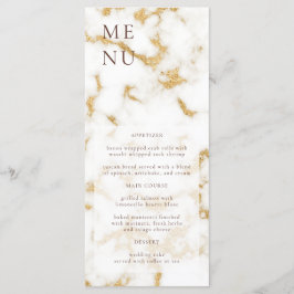 White Guld Marble Struktur Bröllop Menu Meny