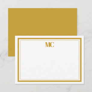 White Guld Modern Minimalist Monogram 2 Gräns Inbjudningar