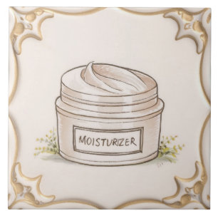 White & Guld Moisturizer Container Funny Bathroom Kakelplatta