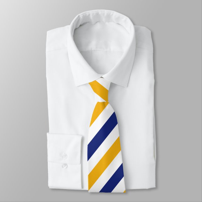 White Guld och Blue Regimental Rand Tie Slips (Bunden)