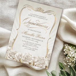 White Guld Quinceañera Inbjudningar