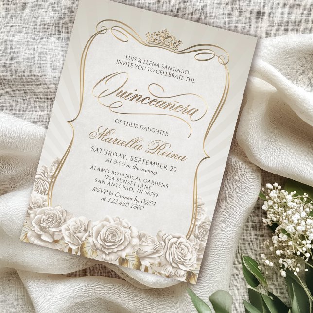 White Guld Quinceañera Inbjudningar (Skapare uppladdad)