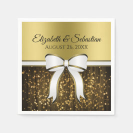 White & Guld Ribbon Bröllop Napkins Pappersservett