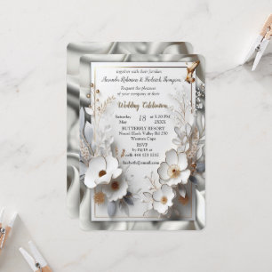 White Guld Ro, Champagne Silke och Butterflies Inbjudningar