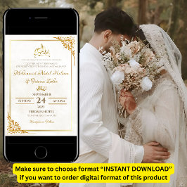 White Guld Simple Elegant Modern Nikah Walima Inbjudningar