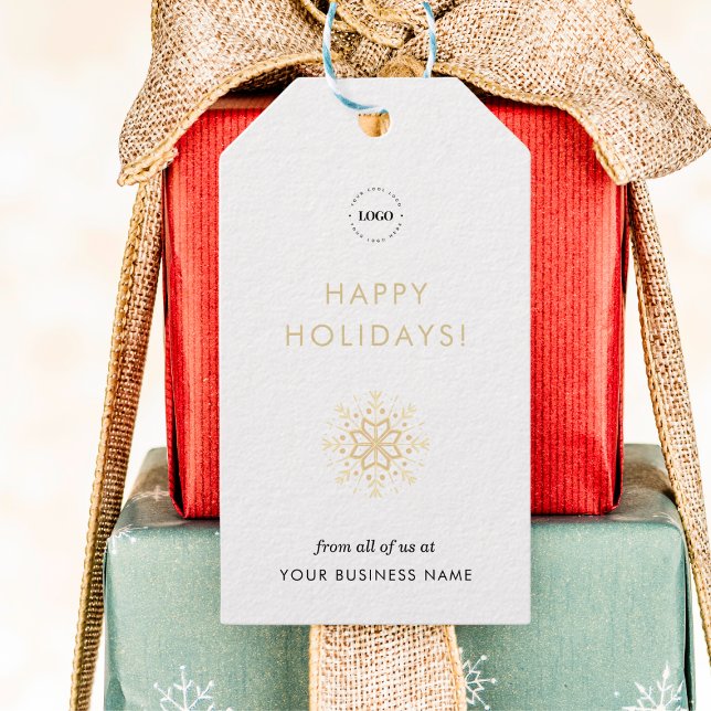 White Guld Snowflake Anpassningsbar Business Compa Presentetikett (Skapare uppladdad)