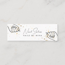 White Guld Specks Hand Nail Salon Mini Visitkort