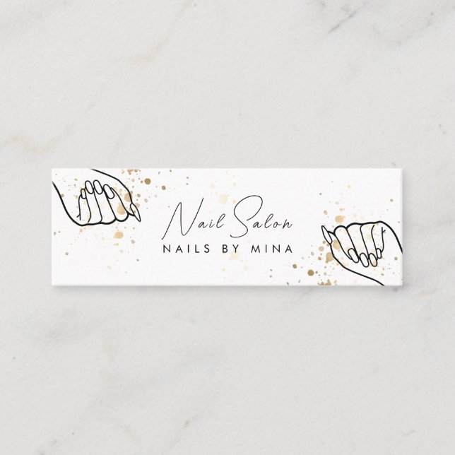 White Guld Specks Hand Nail Salon Mini Visitkort (Framsida)